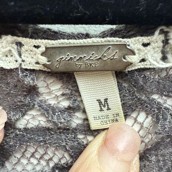 gimmicks bke Woman's Medium Patch Work Bohemian Hippie Peasant Lace Flowy Top - Picture 3 of 8